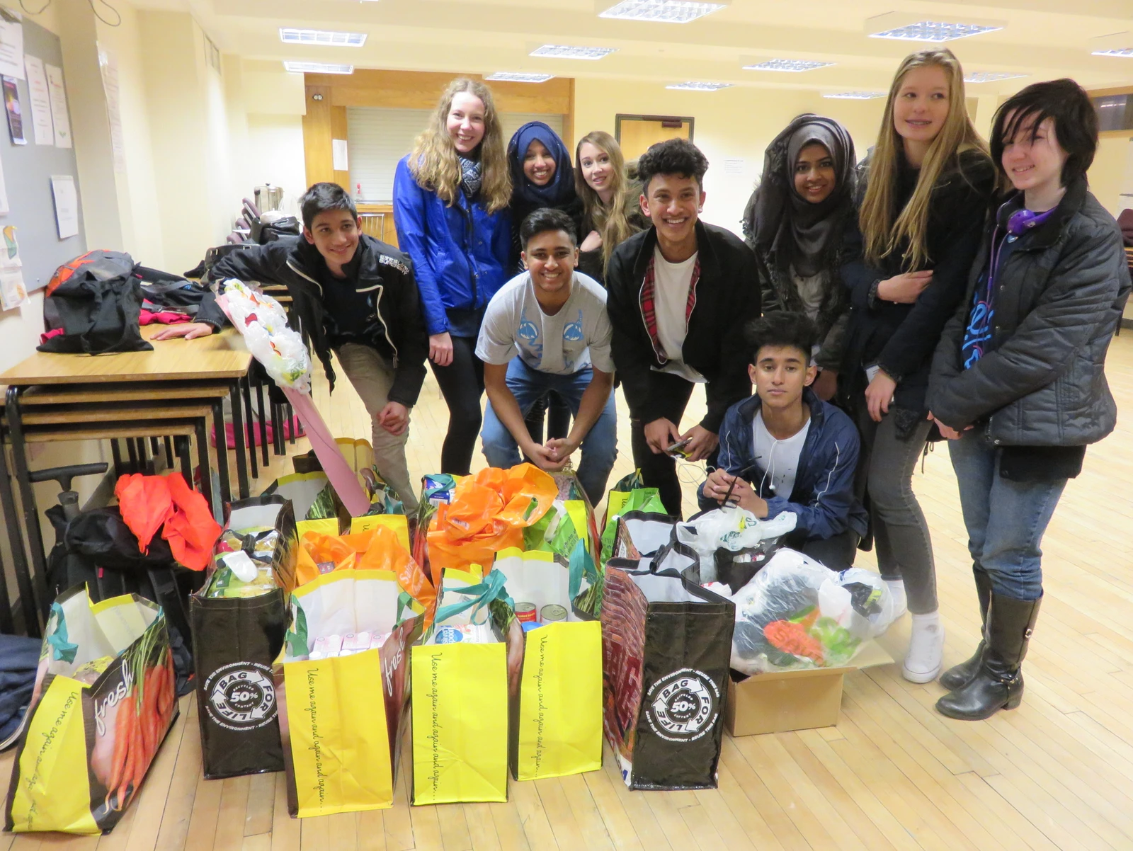 Schoolkids donate over 12 bags of food